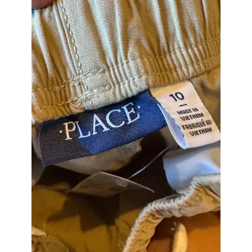 Children’s Place Boys Khaki Jogger Pants Size 10 Elastic Waist Pull-On Beige